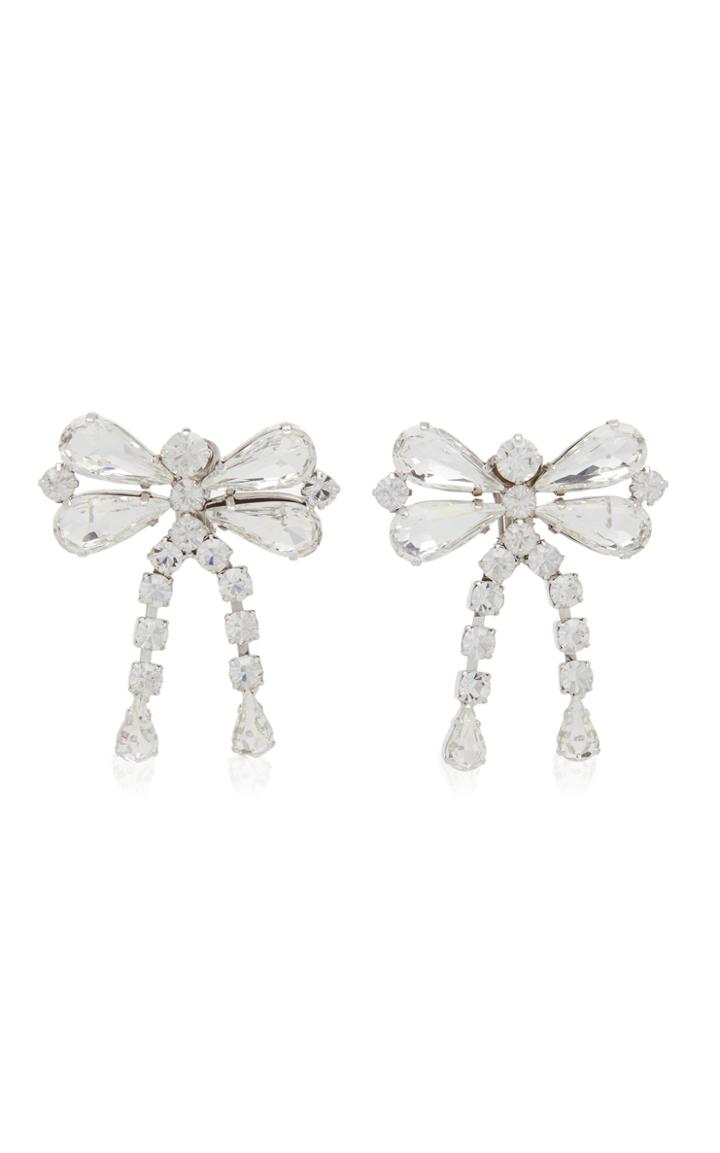 Moda Operandi Alessandra Rich Crystal Bow Statement Stud Earrings