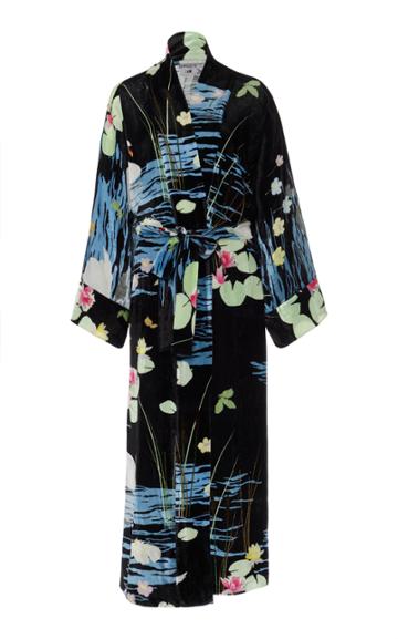 Bernadette Antwerp Peignoir Printed Velvet Wrap Dress