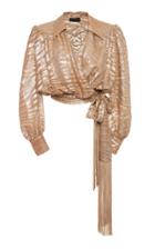 Dundas Metallic Tiger-embellished Silk-blend Blouse Size: 40