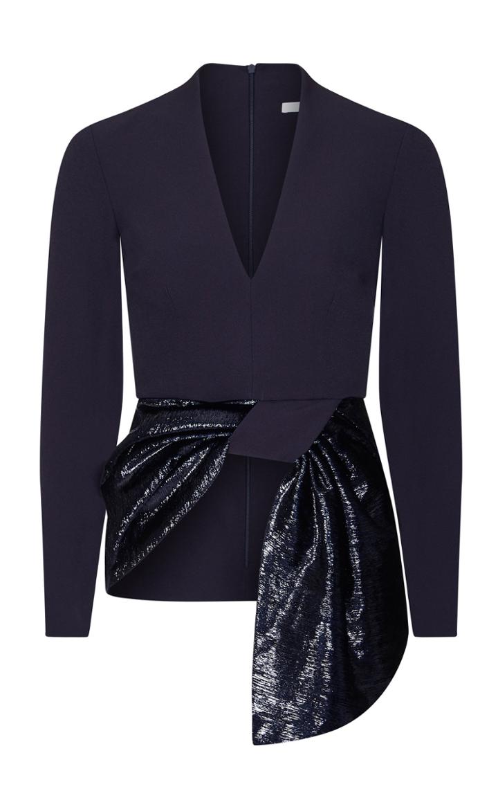 Safiyaa Leticia Twisted Bow Crepe And Velvet Top