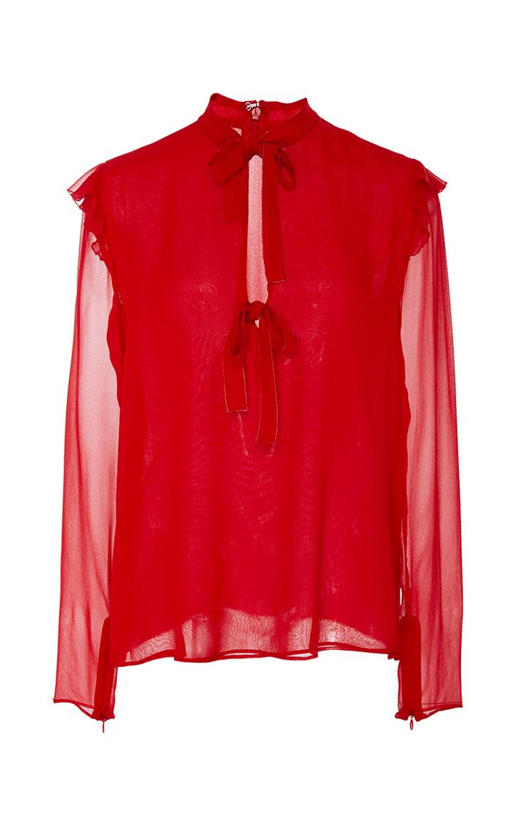 Giambattista Valli Long Sleeve Tie Up Blouse