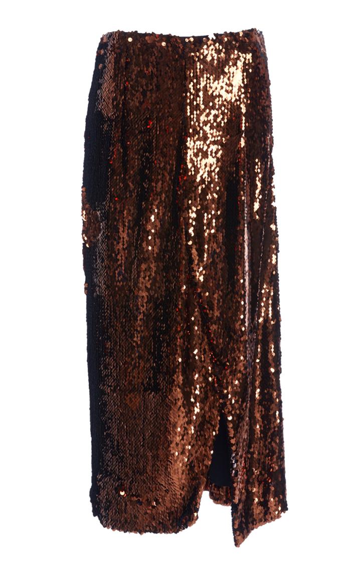 Sally Lapointe Asymmetric Sequined Stretch-chiffon Pencil Skirt