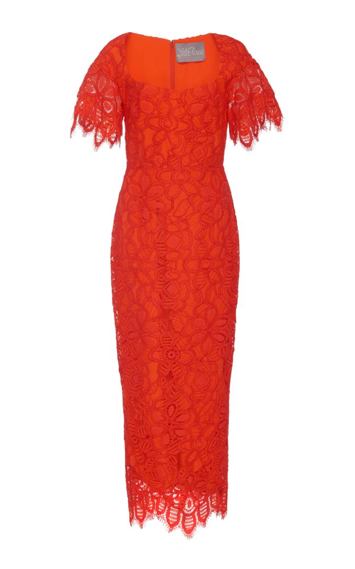 Lela Rose Open Neck Flutter Sleeve Sheath Dress