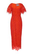 Lela Rose Open Neck Flutter Sleeve Sheath Dress