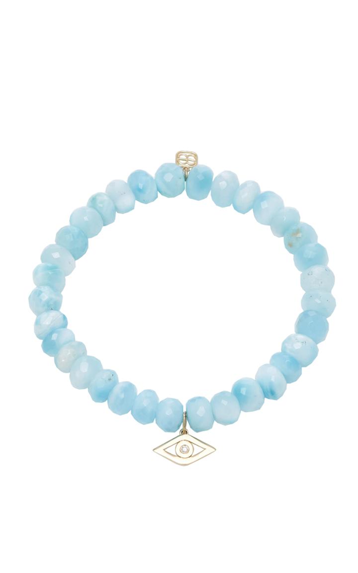 Sydney Evan Single Stone Evil Eye Charm On Faceted Larimar Beads