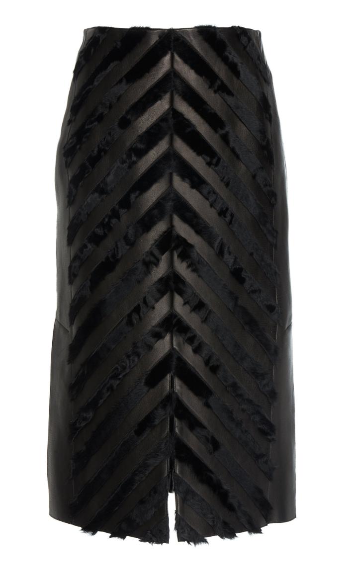 Akris Chevron Leather Skirt