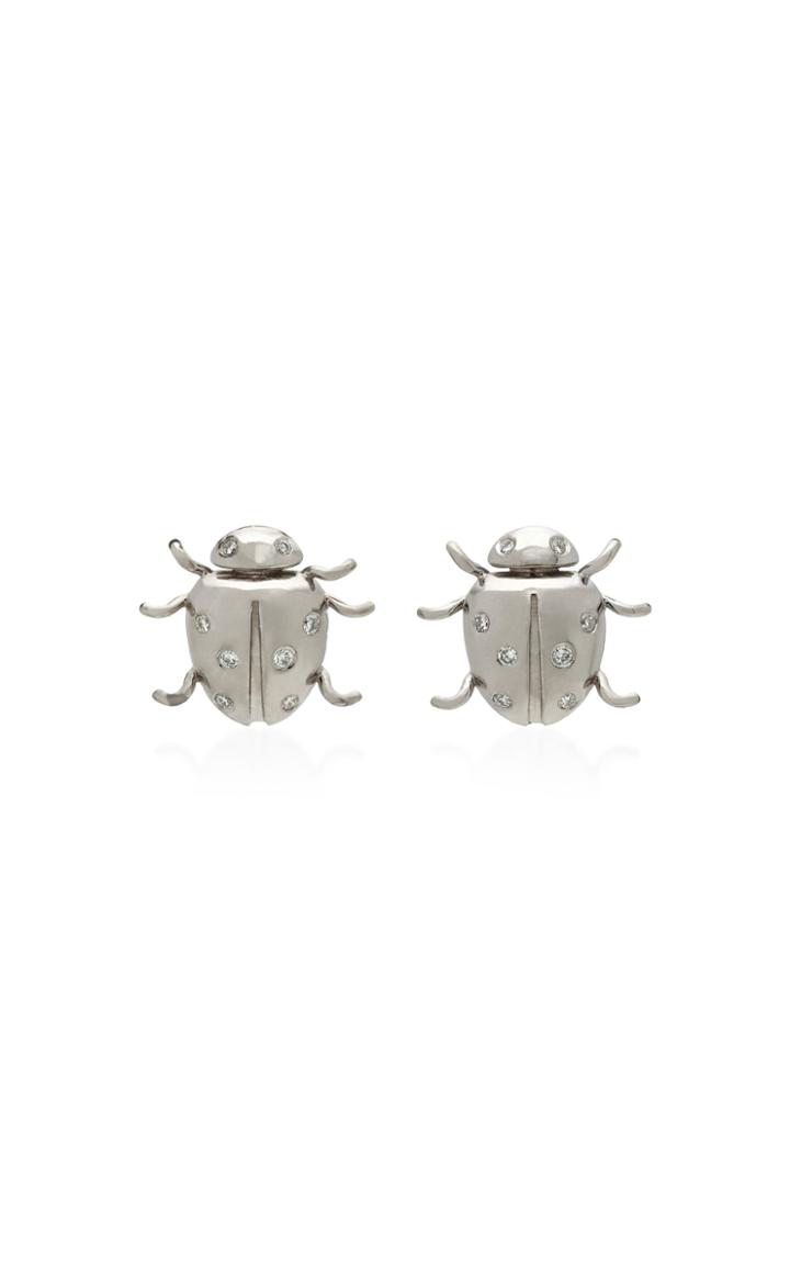 Colette Jewelry Ladybug 18k White Gold Diamond Earrings