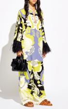 Moda Operandi Valentino Feather-trimmed Printed Silk Cady Mini Caftan Dress