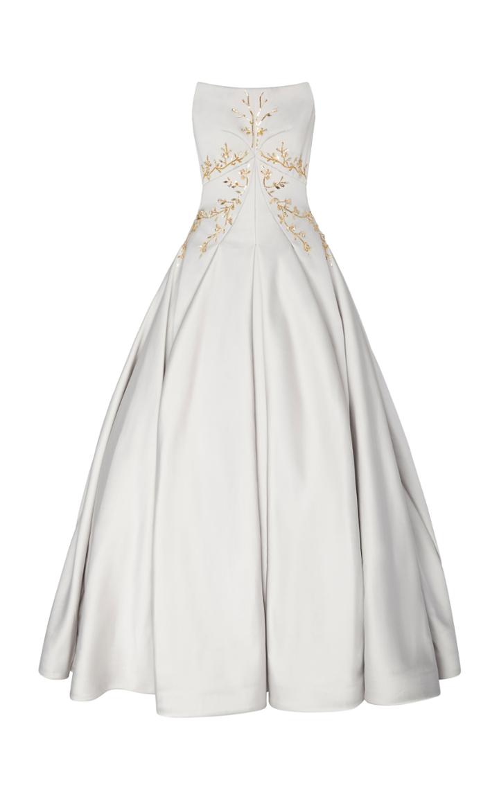 Moda Operandi Zac Posen Embroidered Crepe Gown Size: 8