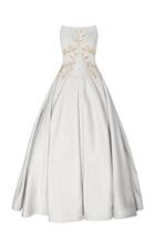 Moda Operandi Zac Posen Embroidered Crepe Gown Size: 8