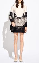 Moda Operandi Valentino Lace-inset Wool-silk Crepe Mini Shift Dress