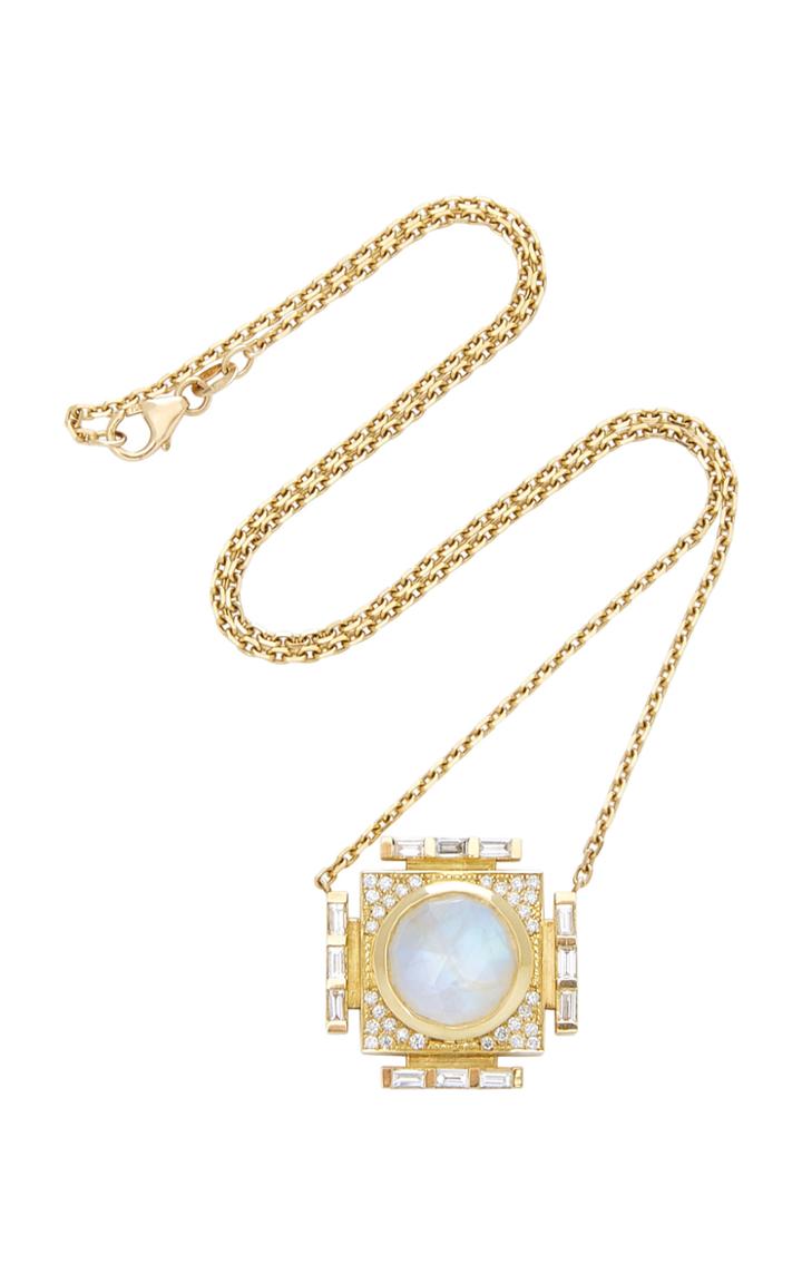 Ark Large Pave Moonstone Gateways Pendant Necklace