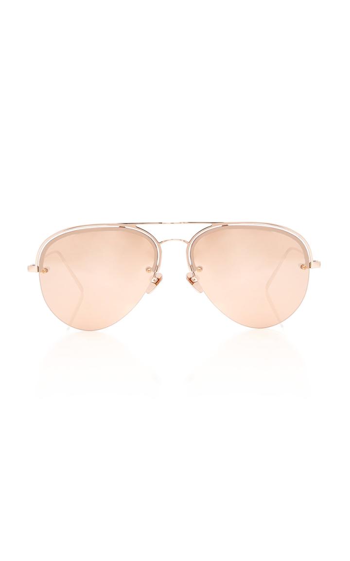 Linda Farrow Titanium Rose-gold Aviator Sunglasses