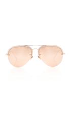 Linda Farrow Titanium Rose-gold Aviator Sunglasses