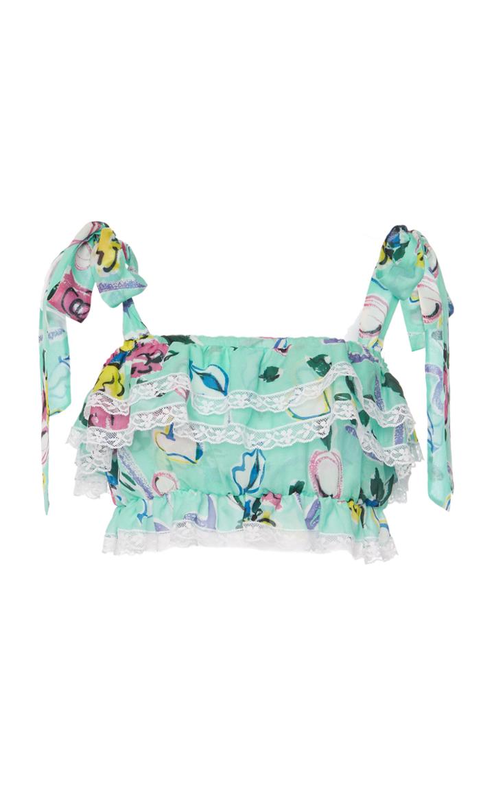 Moda Operandi Alessandra Rich Lace-trimmed Georgette Frill Top