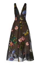 Moda Operandi Oscar De La Renta Floral Embroidered Fil Coup Dress Size: 0