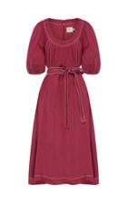 Aje Rebellion Belted And Linen And Silk-blend Midi Dress