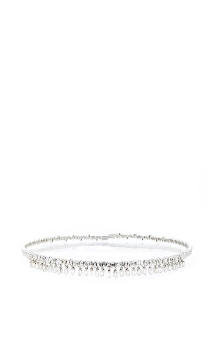Suzanne Kalan 18k White Gold Diamond Baguette Choker