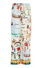 Oscar De La Renta Printed Silk Straight Leg Pant