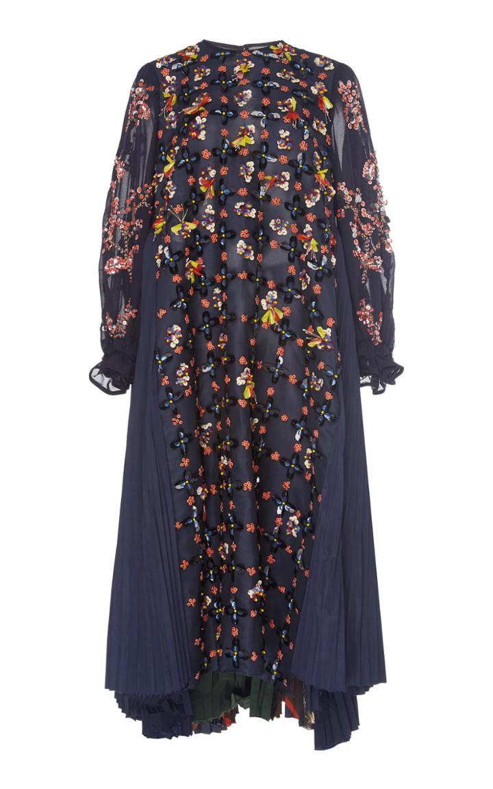 Biyan Aretha Floral Silk A-line Midi Dress