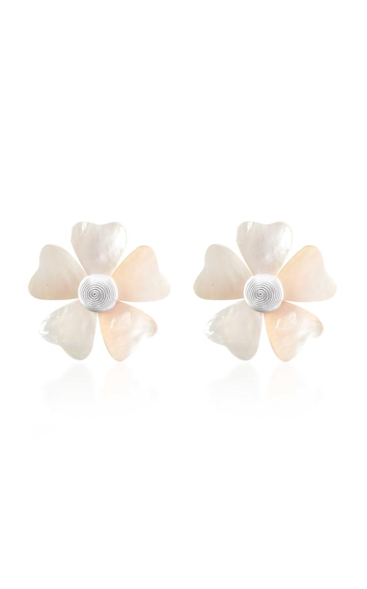 Rebecca De Ravenel Mother Of Pearl Flower Earrings