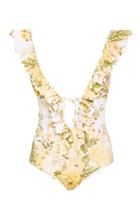 Zimmermann Amelie Ruffled Floral One-piece Swimsuit