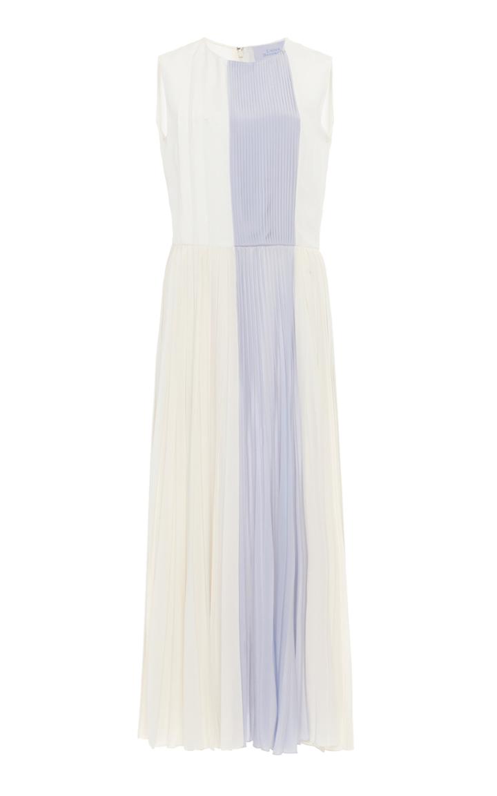 Moda Operandi Luisa Beccaria Pleated Two-tone Midi-dress Size: 36