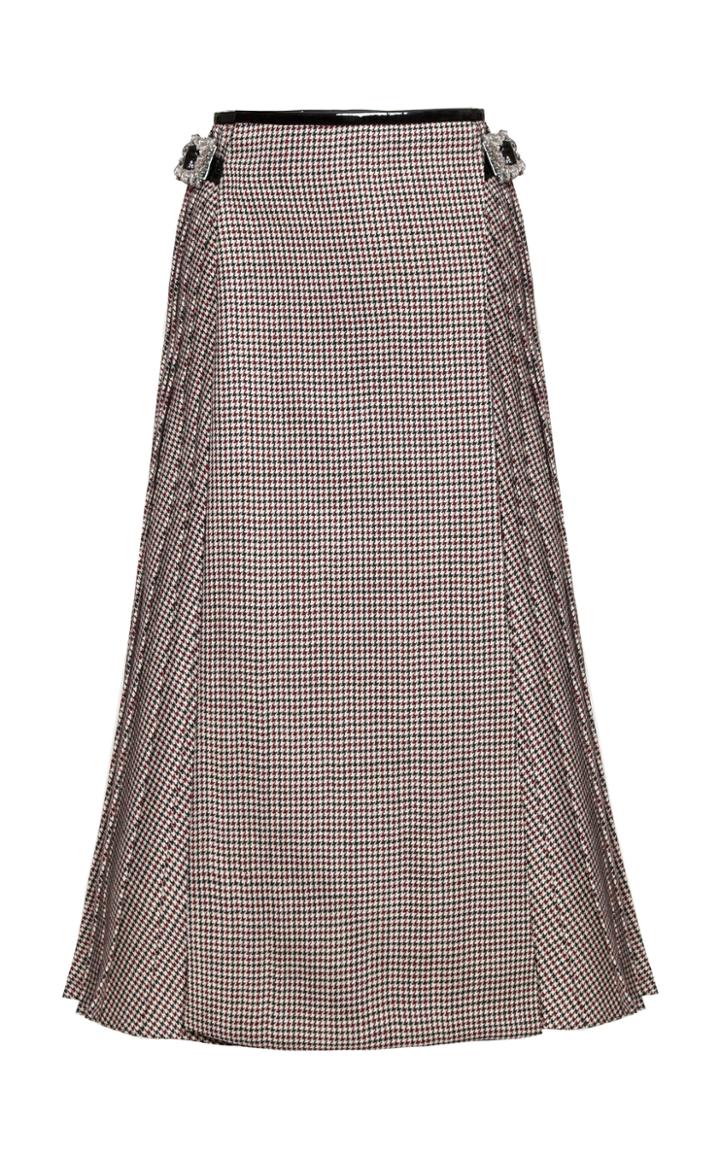 Alexandre Vauthier Belted Sides Wool Plaid Skirt