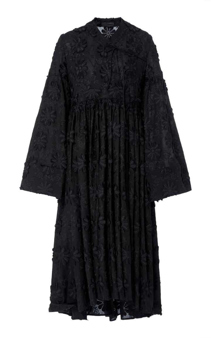Co Floral Embroidery Midi Dress