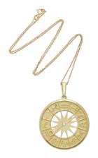 Established Zodiac Dial 18k Gold Pendant Necklace