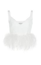 16arlington V-neck Feather-hem Cropped Cotton-blend Top
