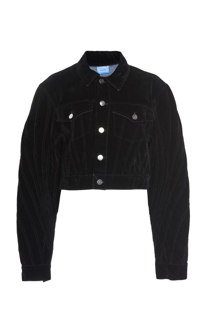 Mugler Cotton-blend Velvet Cropped Jacket