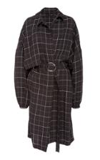 Sally Lapointe Oversized Plaid Gabardine Trench Coat