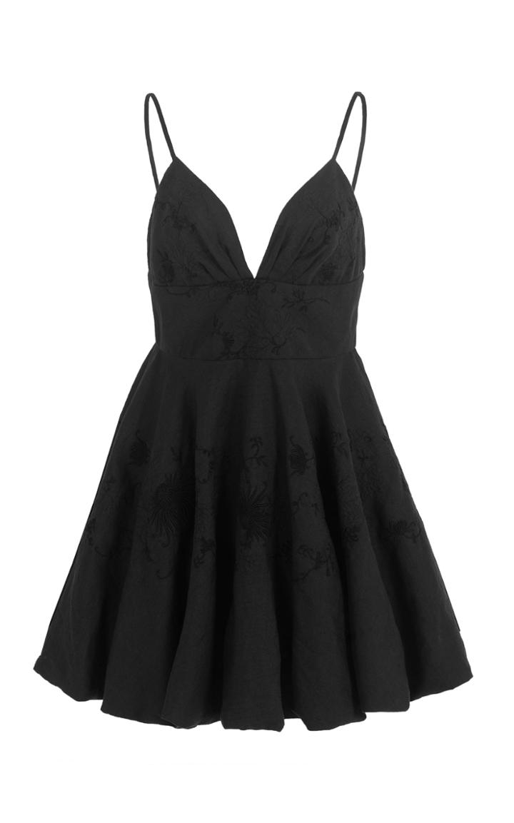 Moda Operandi Nevenka Runs Wild Balloon Embroidered Linen Mini Dress