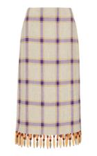 Moda Operandi Rejina Pyo Blair Embellished Plaid Linen Skirt Size: 10