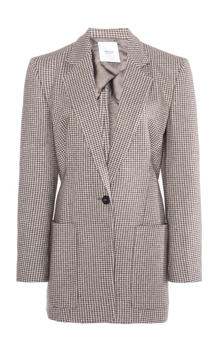 Moda Operandi Agnona Cashmere-cotton Houndstooth Blazer