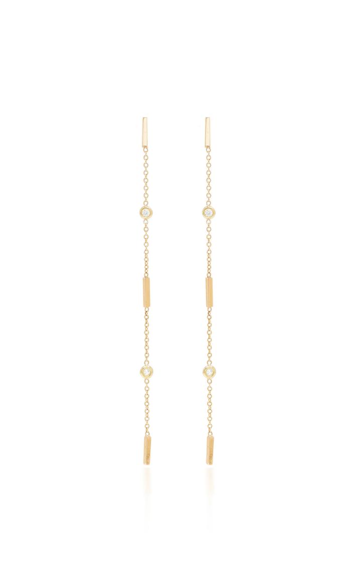 Zoe Chicco 14k Bar And Floating Diamond Chain Earrings