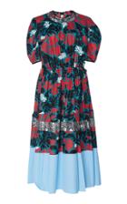 Marni Contrast Print Pleated Midi Dress