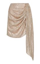 Jonathan Simkhai Sequin Embroidered Drape Front Mini Skirt