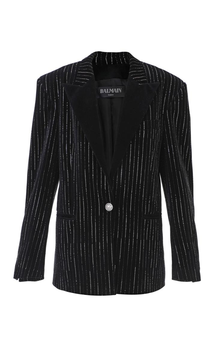 Balmain Cotton-blend Stripe Velvet Jacket