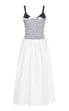 Marina Moscone Smocked Cotton-blend Midi Dress