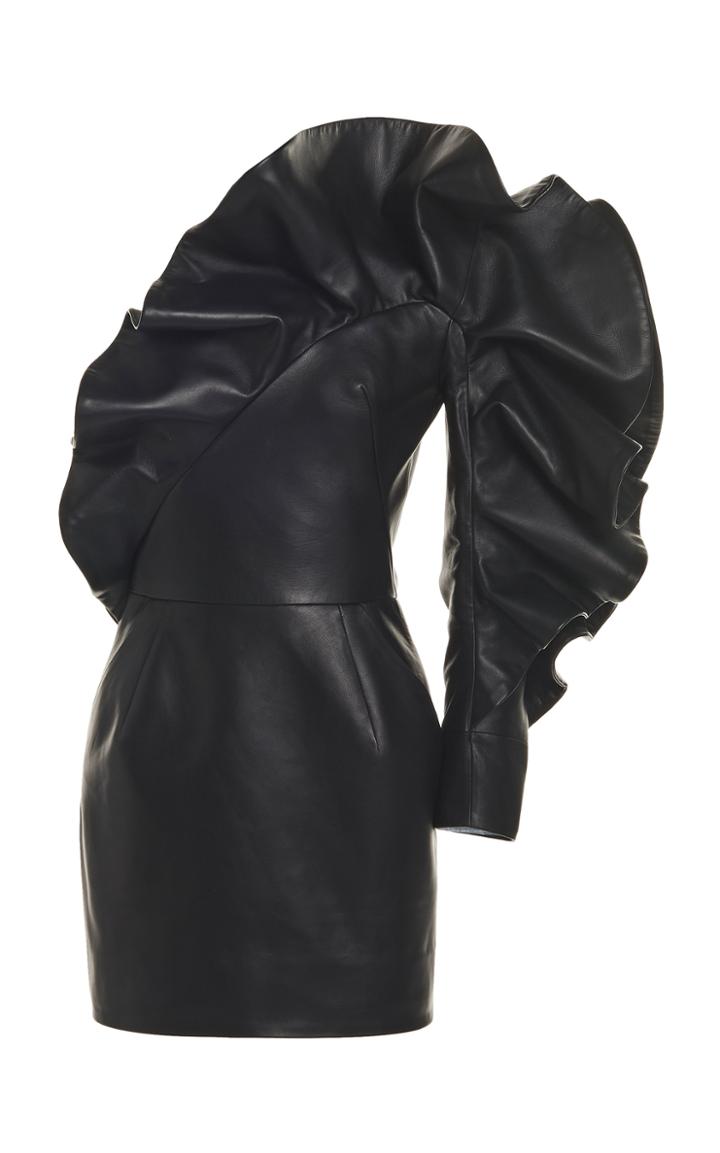 Moda Operandi Alexandre Vauthier Ruffled One-sleeve Satin Mini Dress