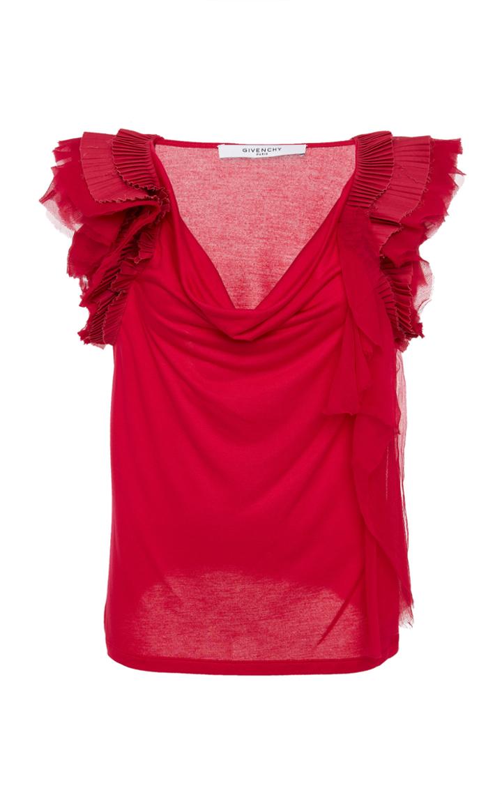 Givenchy Ruffle Shoulder Sleeveless Top