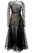 Oscar De La Renta Asymmetrical Ruched Wave Lace Dress