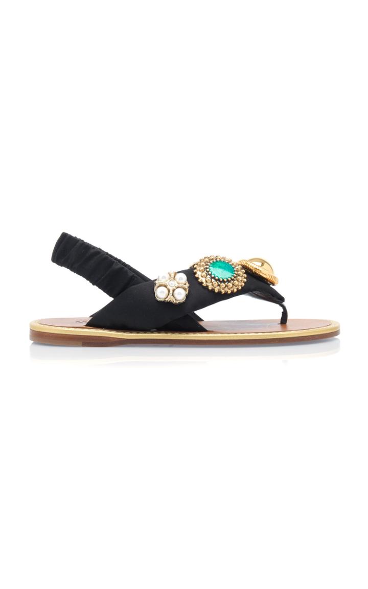 Moda Operandi Miu Miu Embellished Satin Sandals Size: 35