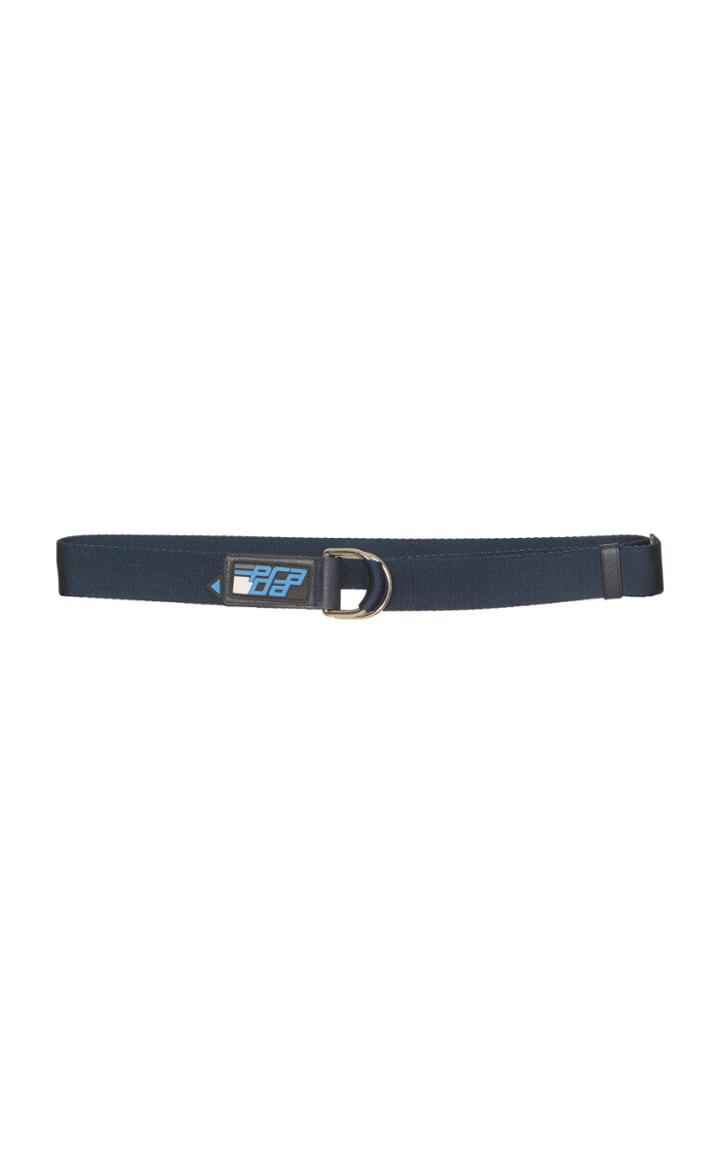 Prada Blue Nylon D-ring Belt With Logo