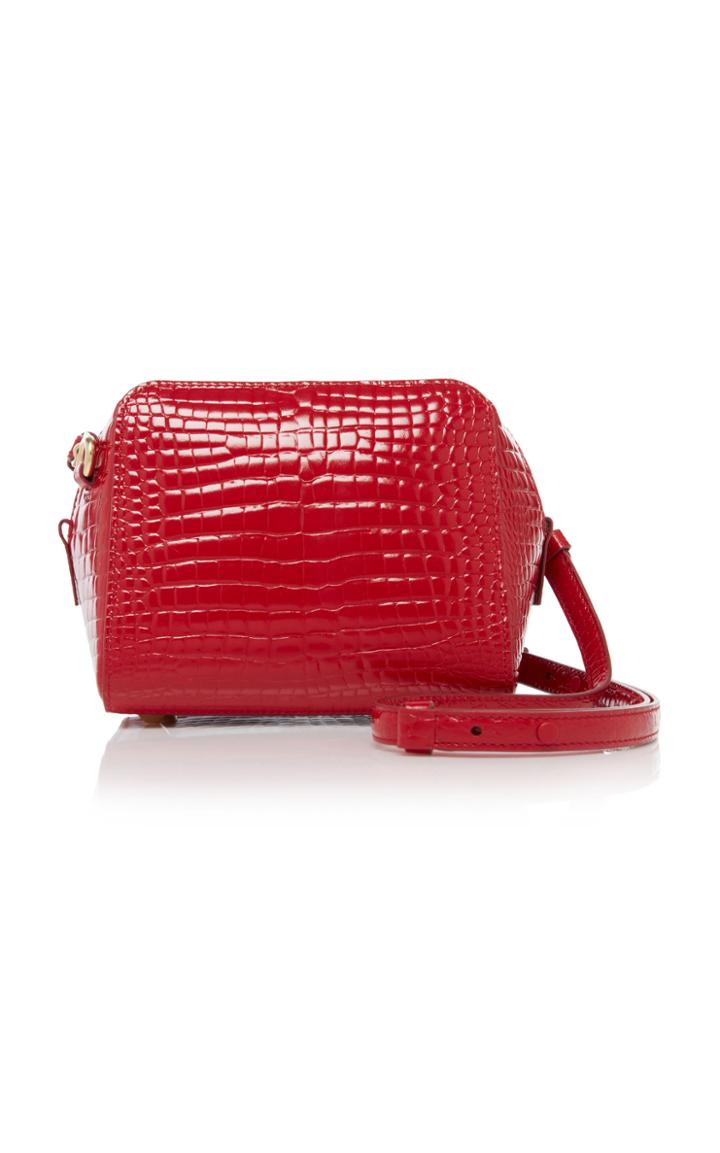 Maison Margiela Haute Red 5ac Crossbody Bag In Crocodile Stamped Leather