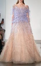 Moda Operandi Pamella Roland Ombr Feather-embellished Chiffon Dress Size: 2
