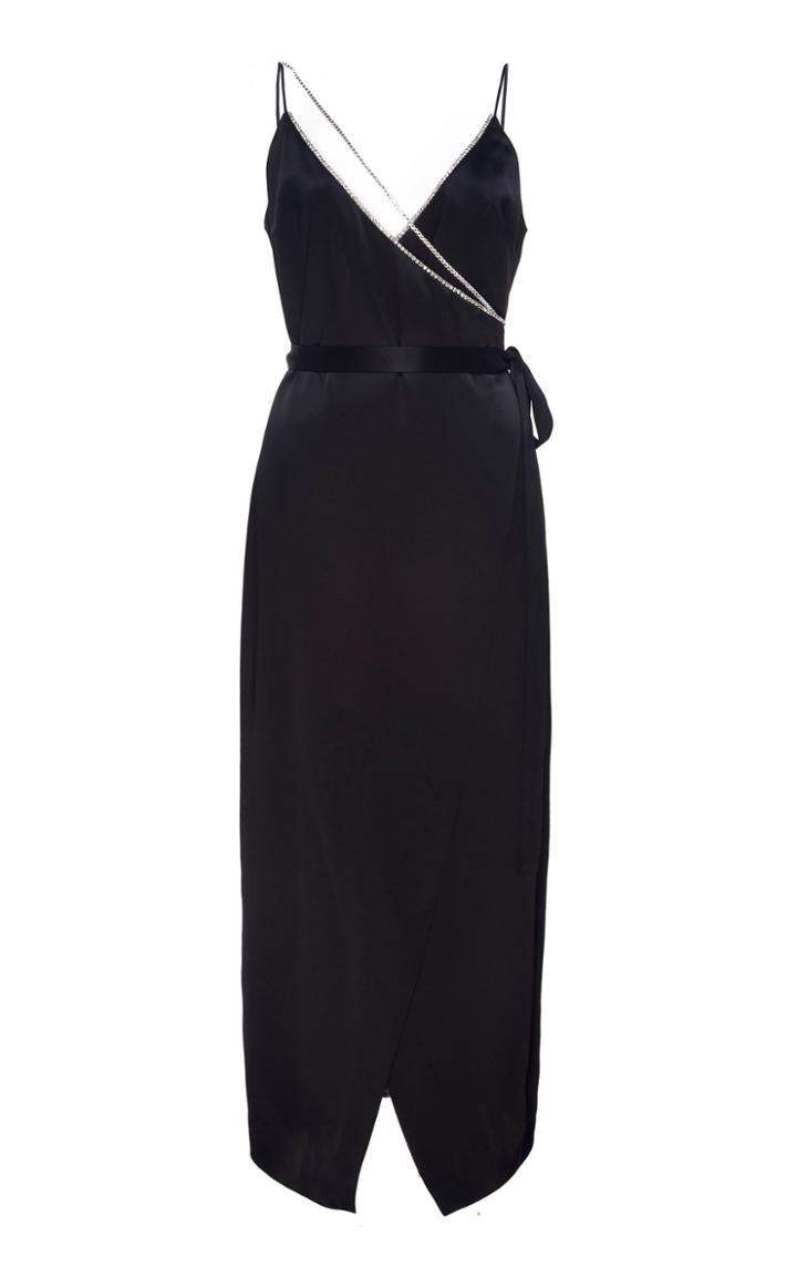 David Koma Crystal Chain Strap Crepe Cocktail Dress