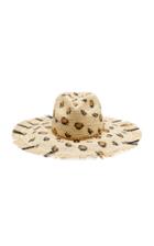 Sensi Studio Frayed Brim Leopard Print Straw Hat